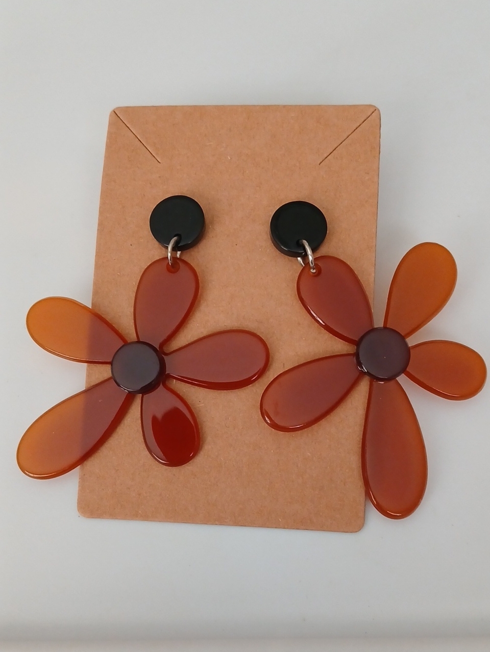 Fashion Jewelry Orange Brown Flower Drop Earrings